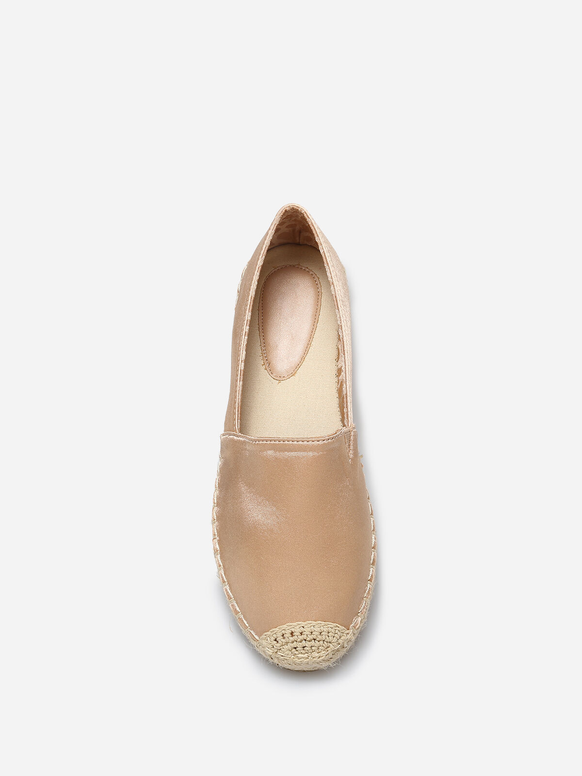 Espadrilles plates à effet satiné- Beige