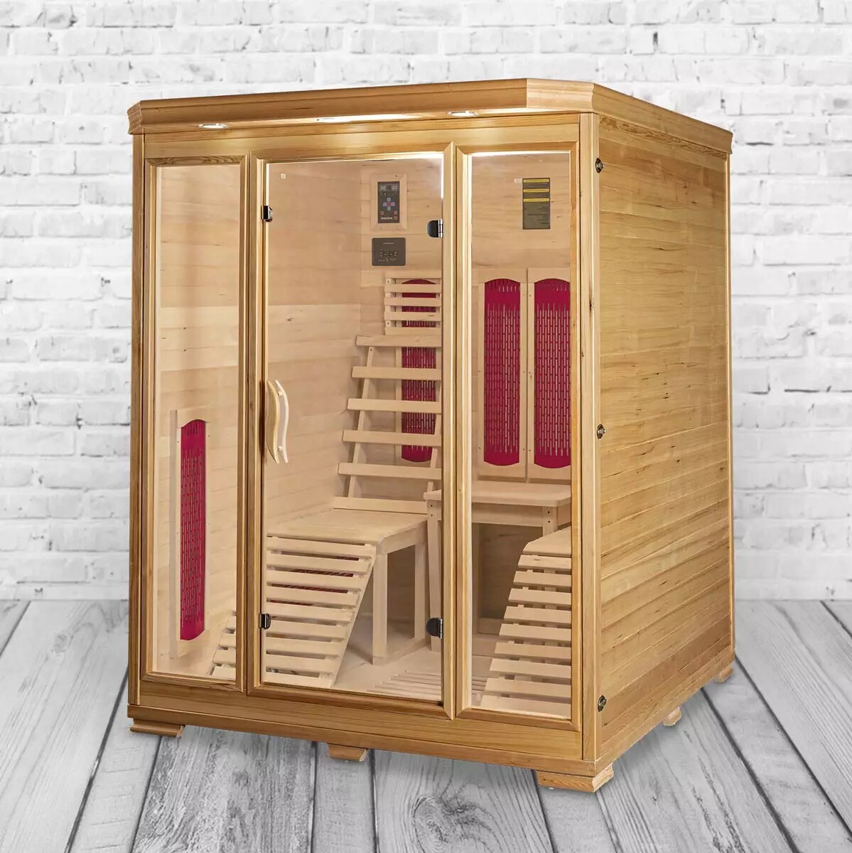 PureHaven Infrarotkabine für 2 Personen 150x150x190 cm Hemlock-Tanne Tiefenwärmestrahle