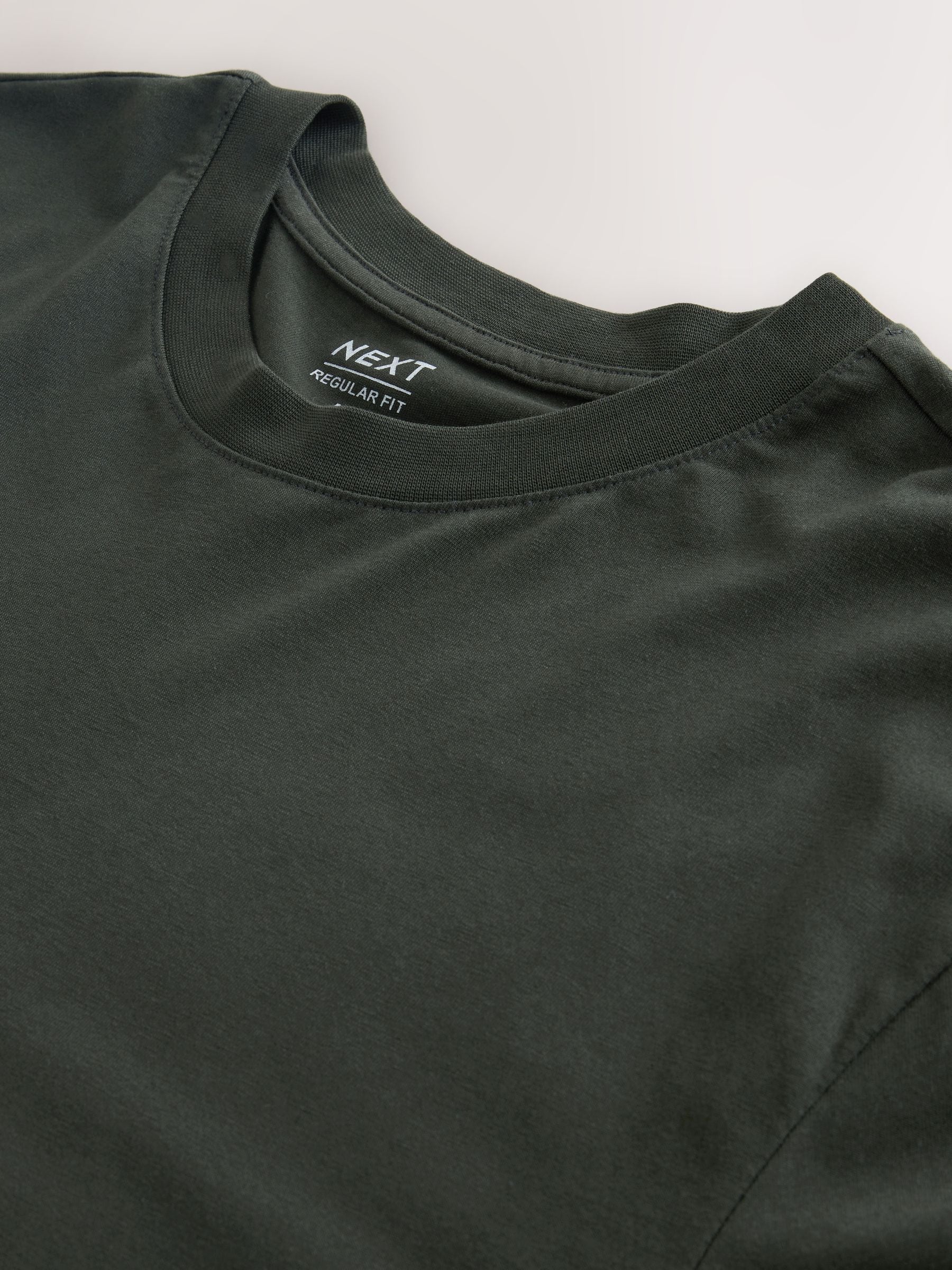 Groen - Normale Pasvorm - T-shirt met lange mouwen en ronde hals
