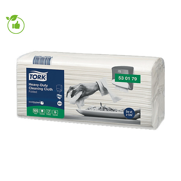 Chiffons de nettoyage ultra-résistants blancs Tork, paquet de 105