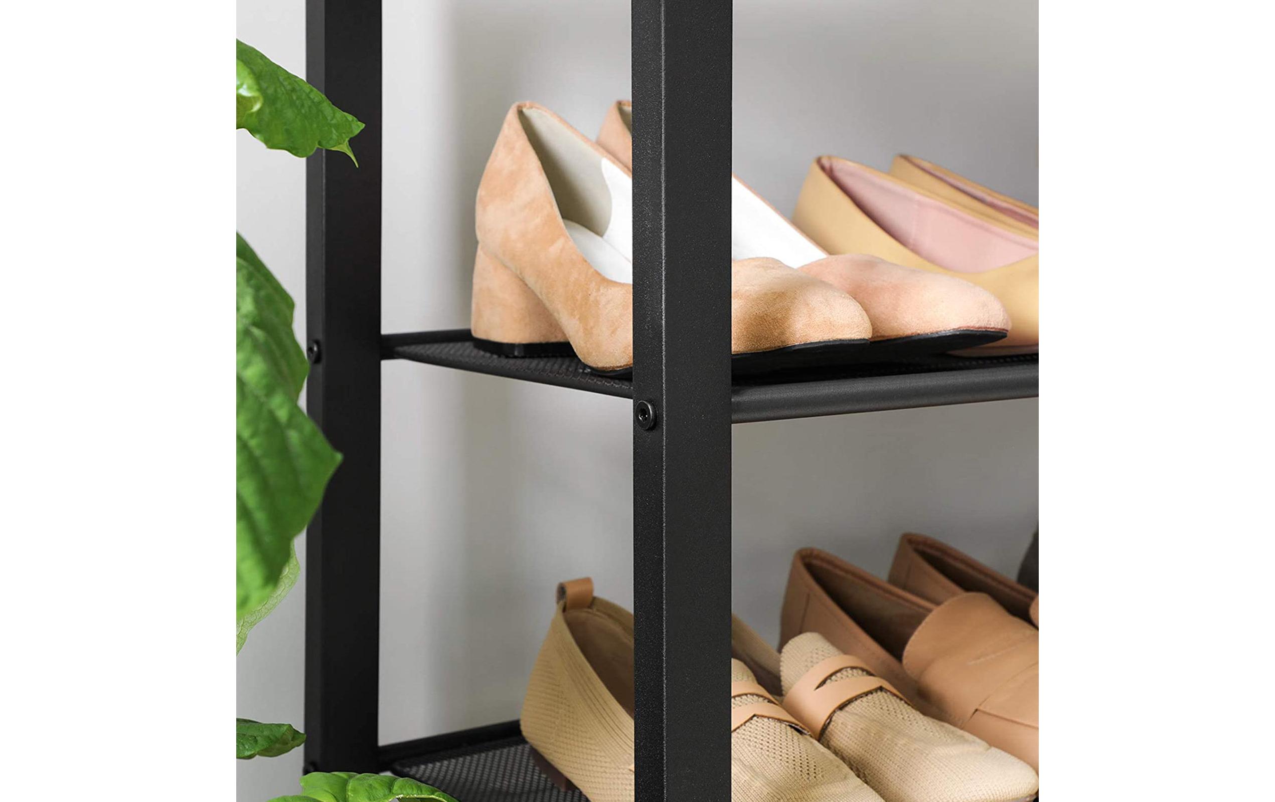 Schuhregal mit 4 Ablagen 100 x 92.5 cm, Grau/SchwarzSchuhgestell