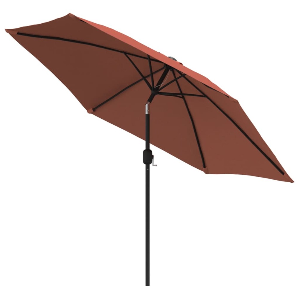 Parasol d'extérieur avec led et mât en acier 300 cm orange
