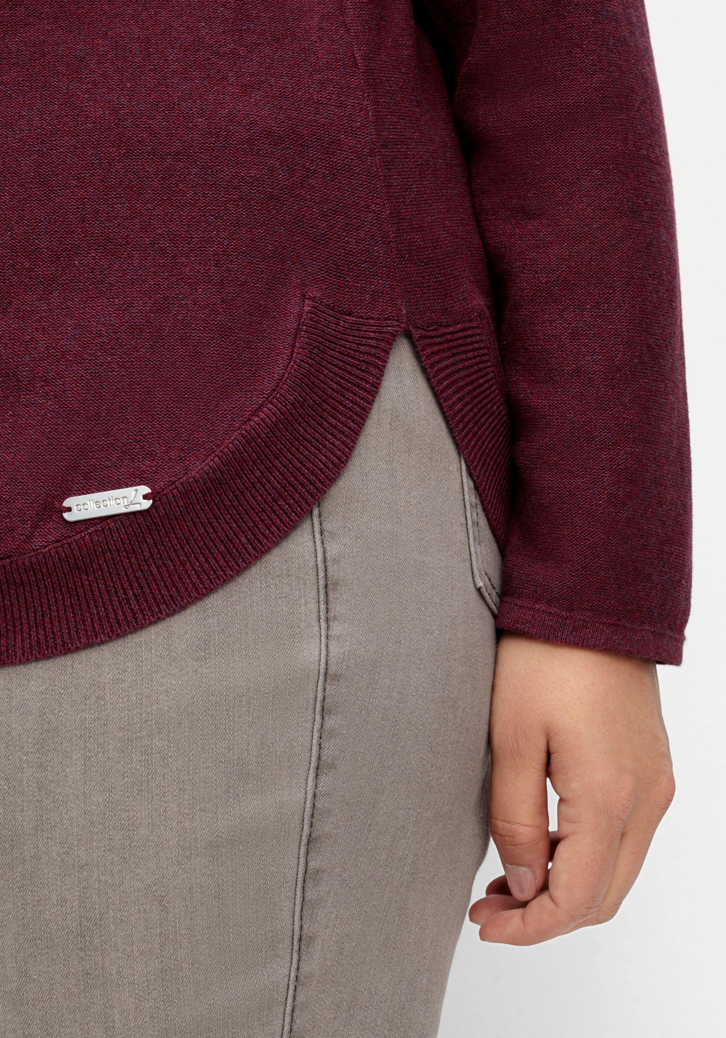 Pullover mit Stehkragen und gerundetem Saum