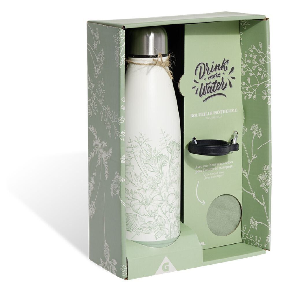 Bouteille isotherme 480ml avec housse vert