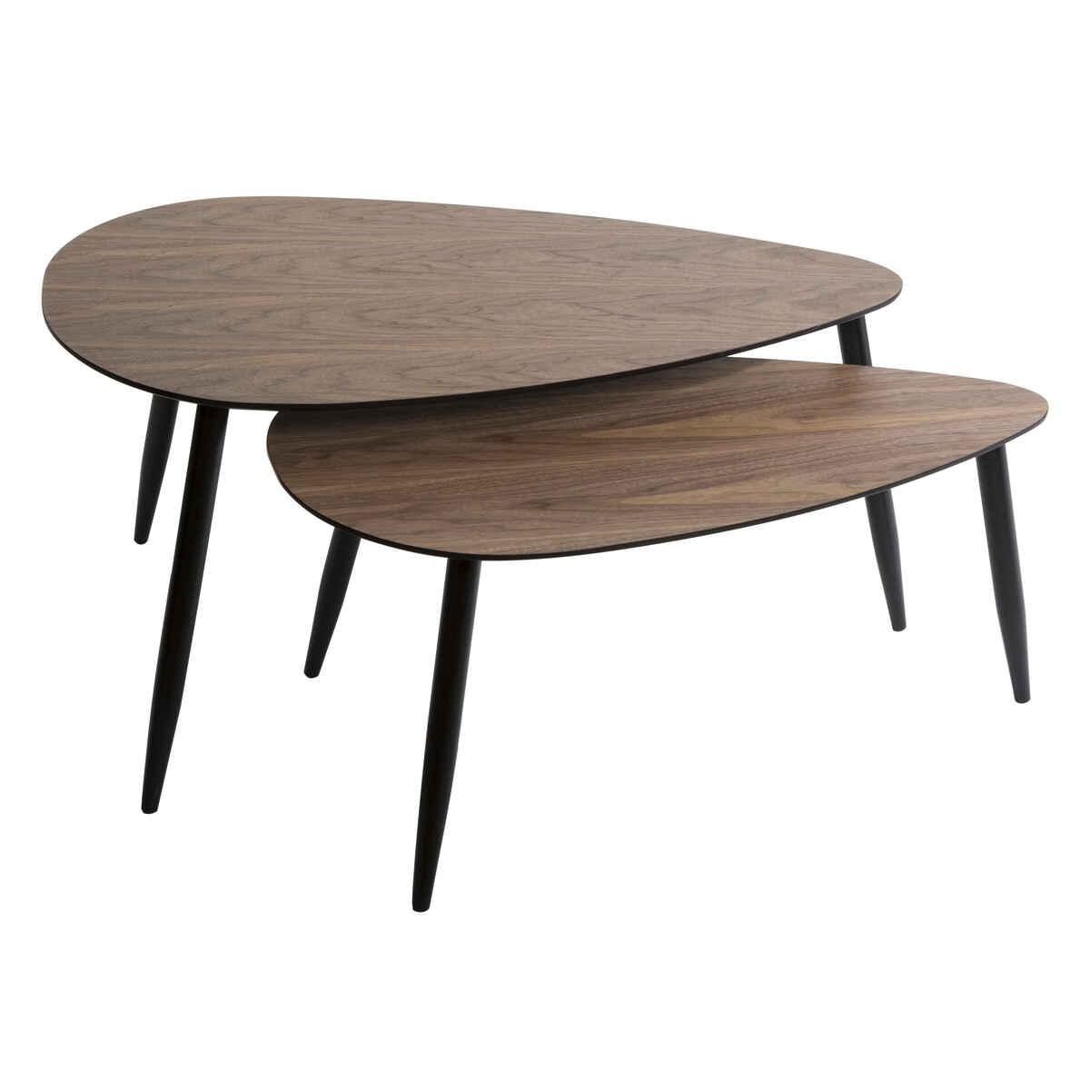 SET 2 TABLES BASSE MILEO EFFET NOYER
