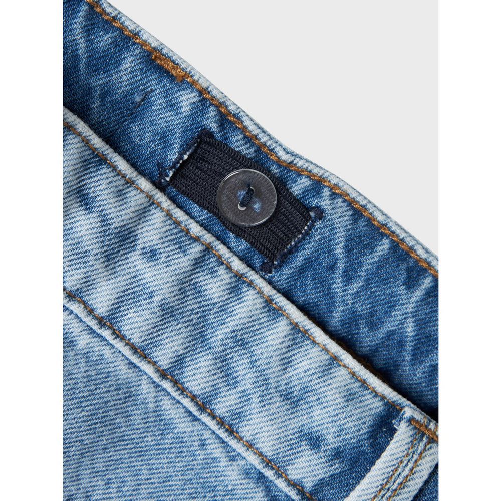 Køb Name It Light Blue Denim Rose Wide Cargo Jeans