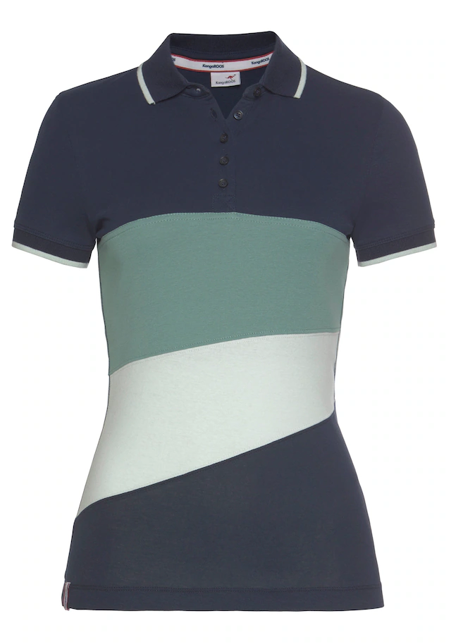 KangaROOS Poloshirt , Kurzarm,  figurbetonter Schnitt,  Colourblocking-Optik,  Polokragen