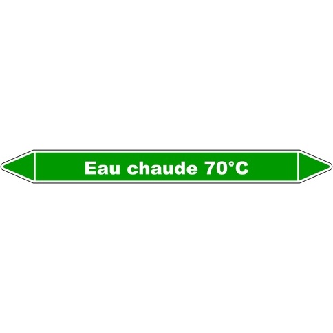 Marqueur Tuyauterie - Eau Chaude 70°C - Vinyle Laminé - NFX 08-105