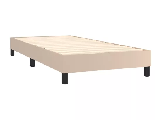 Sommier tapissier matelas et LED Cappuccino 90x190cm Similicuir