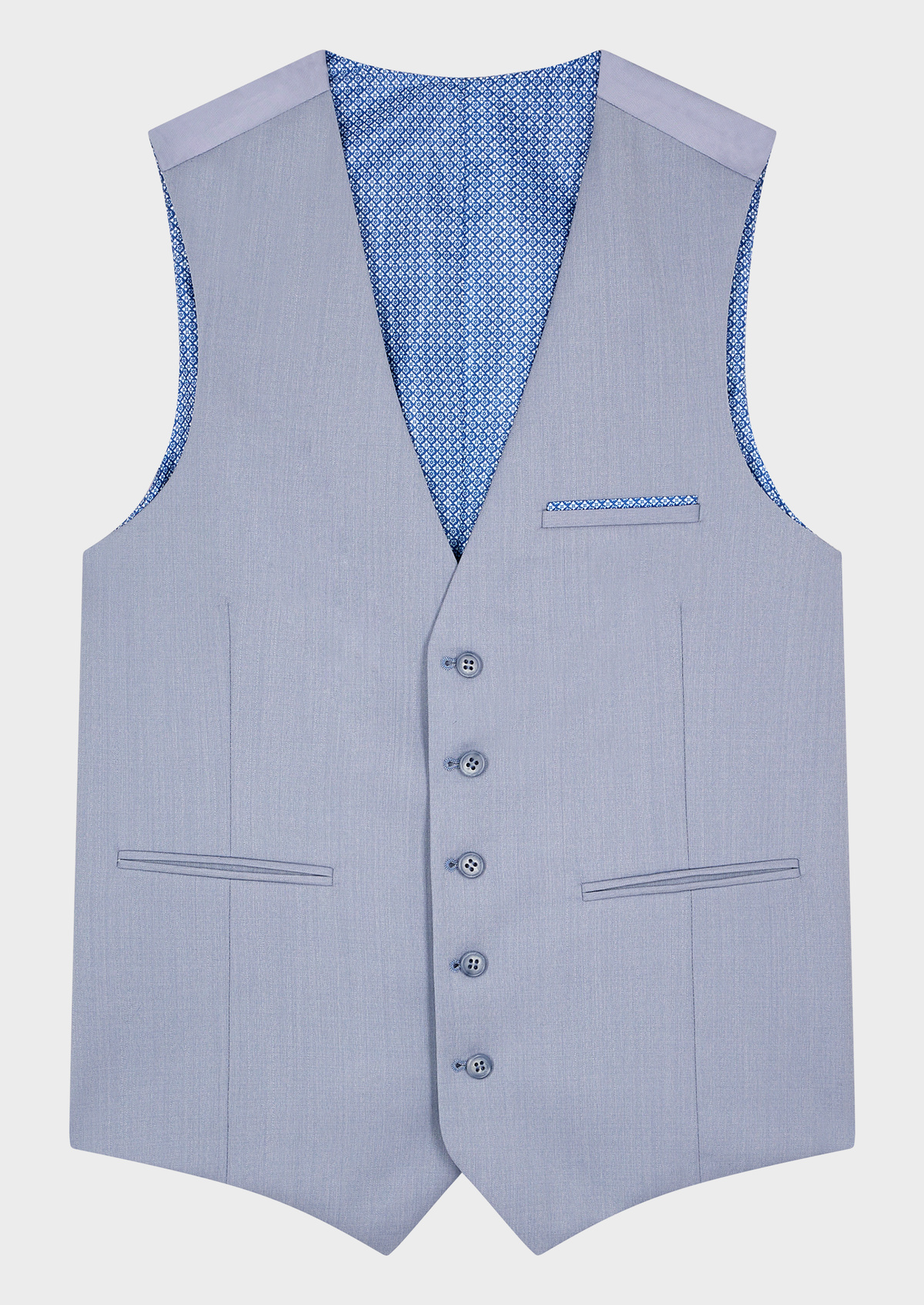 Gilet de costume en laine unie bleu pâle