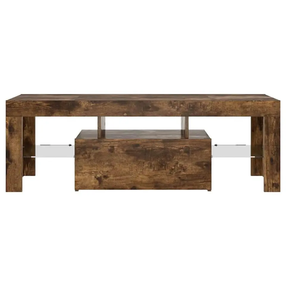 vidaXL - TV-meubel met LED-verlichting - Gerookt eiken - Hout - 120x35x40 cm