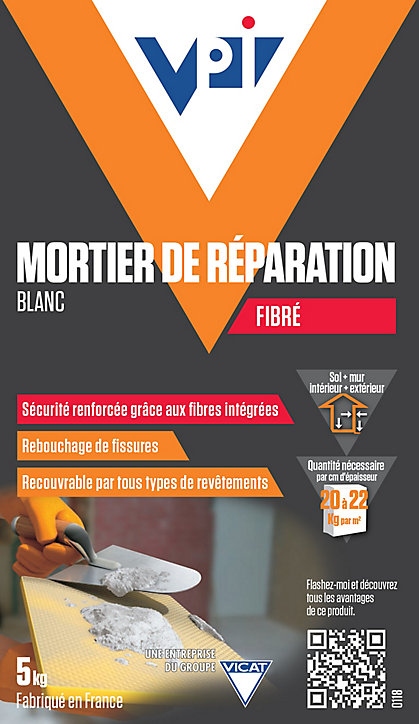 Mortier de réparation fibré VPI blanc 5kg