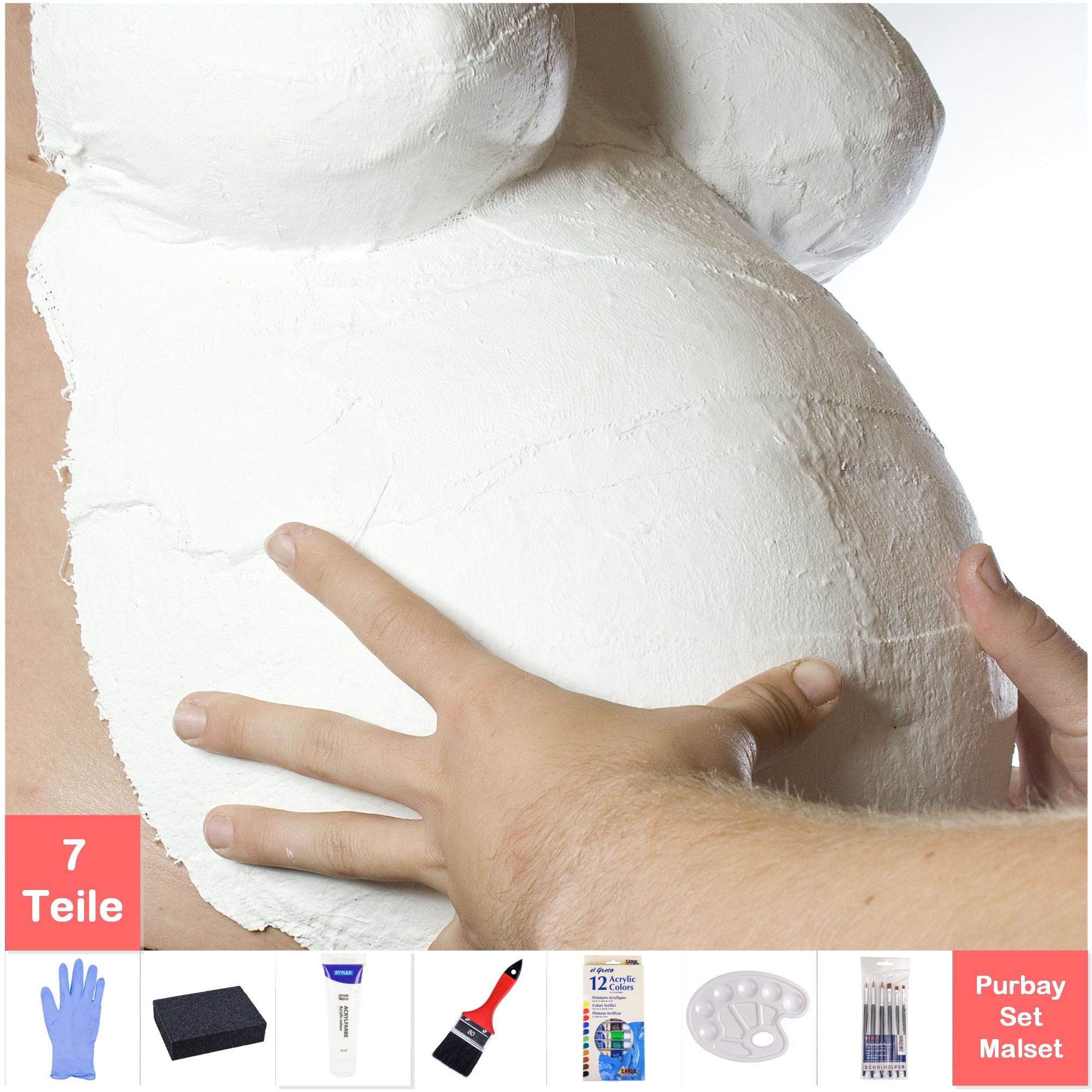 Purbay Premium Babybauch Gipsabdruck Set MALSET