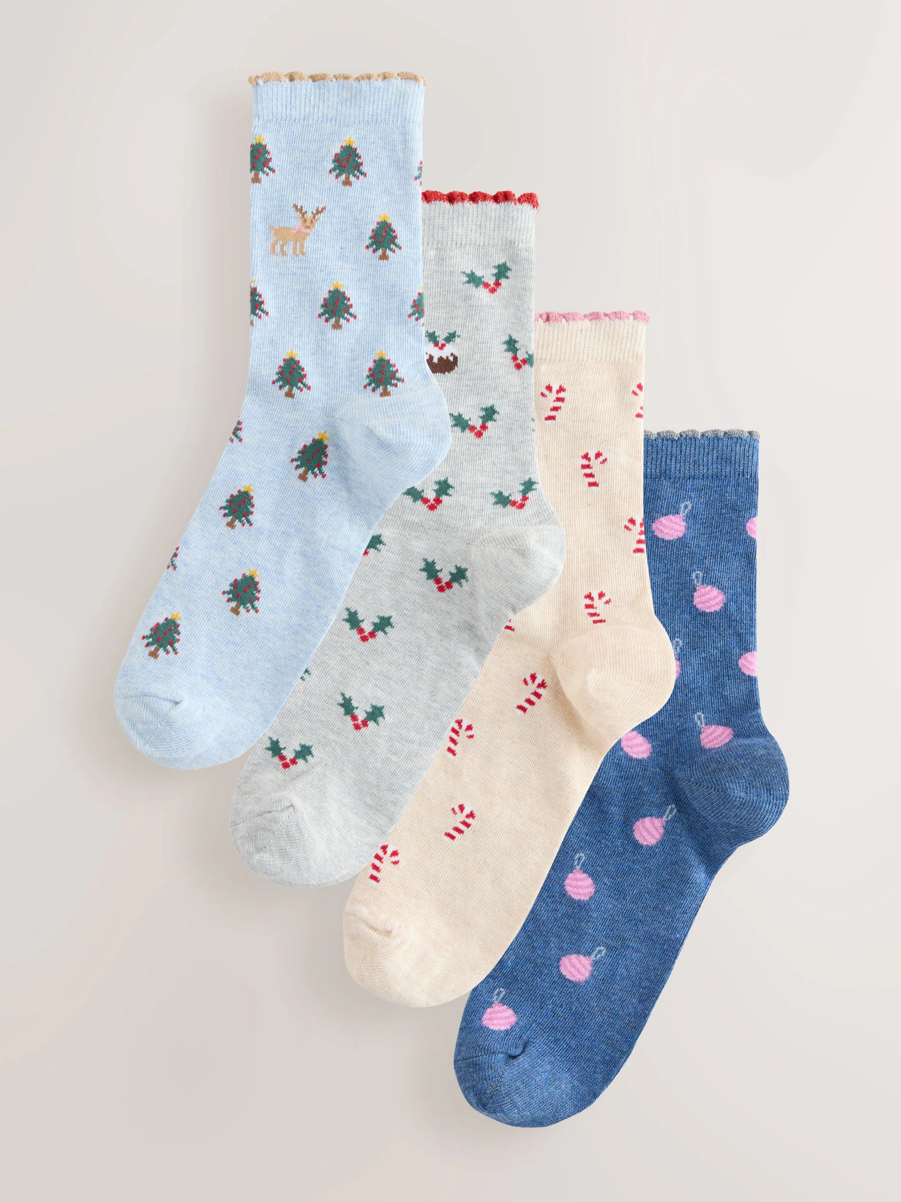 Kerstmis all-over print personage - Set van 4 paar enkelsokken