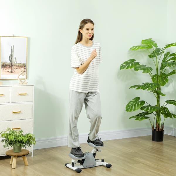 Mini stepper for hjemmet med LCD-skjerm, opp-ned stepper med sklisikre pedaler, stepper hjemmetrener opptil 100 kg, for beintrening, hjemmekontor tren