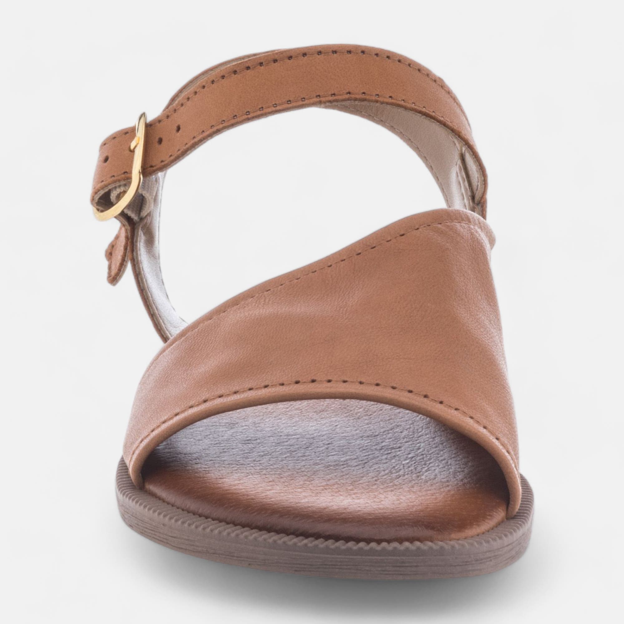 Sandales Femme en cuir cognac