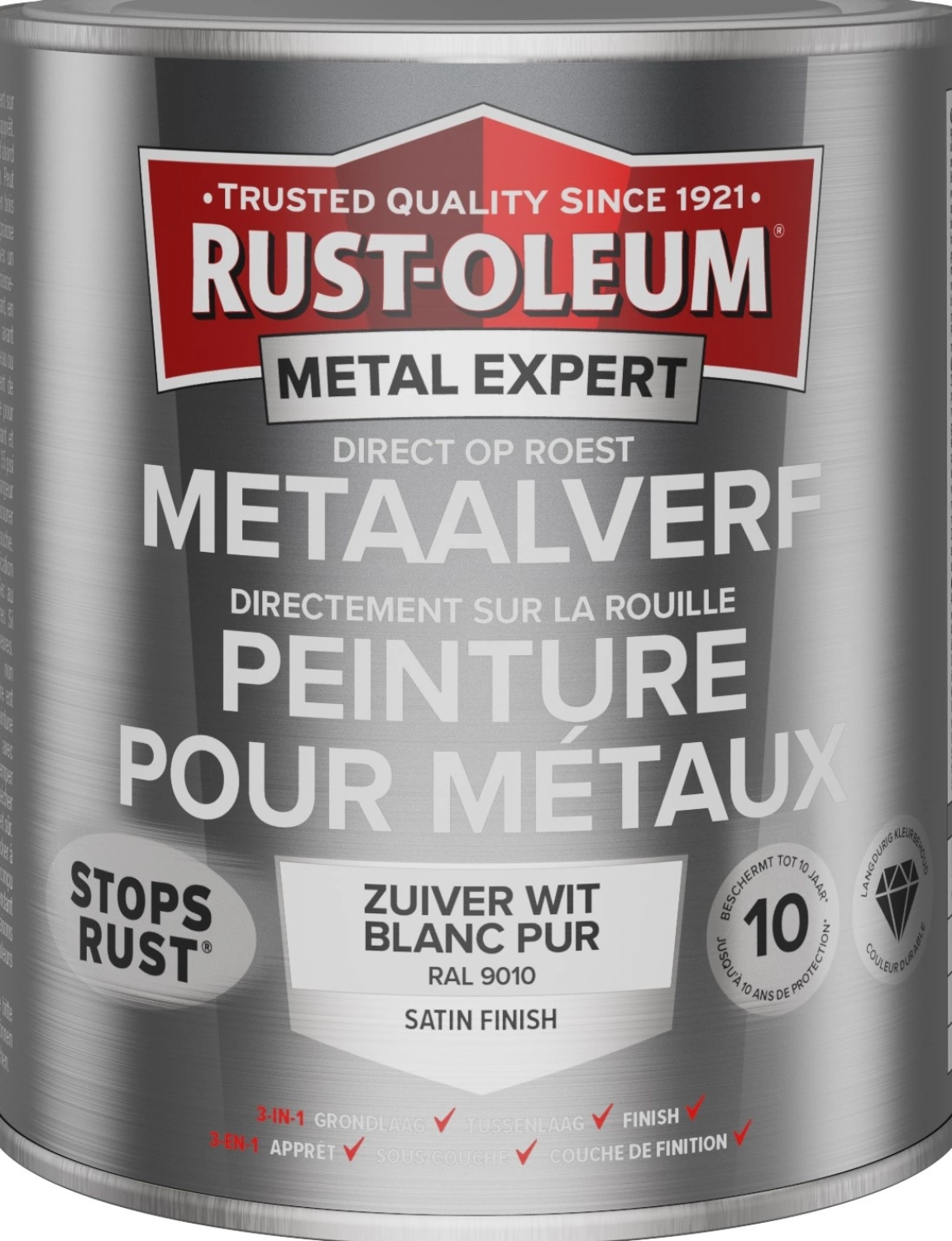 Rust-Oleum MetalExpert Zijdeglans - RAL 9010 zuiverwit - 0,25L