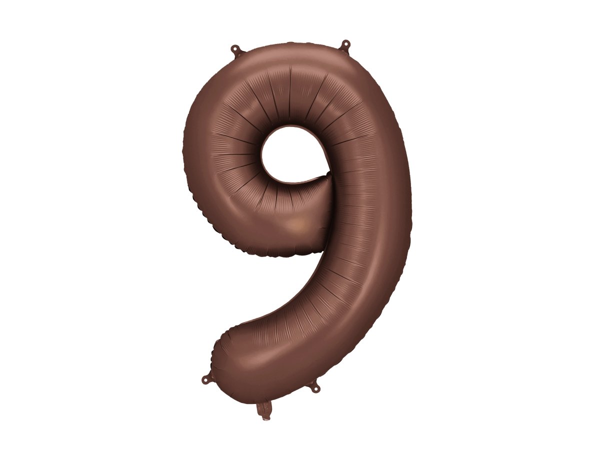 9 Jaar Cijfer Ballon Bruin Leeg 86cm