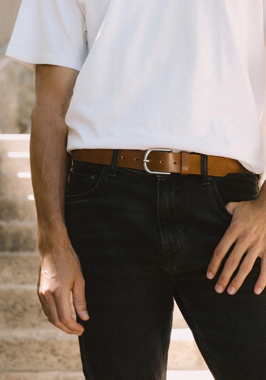 BADI Culture Gürtel Koei Belt Wide Light Brown/Silver