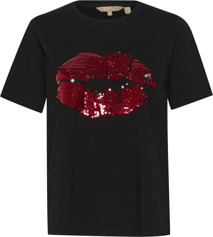 Culture CUfora Gith T-Shirt Black w/red
