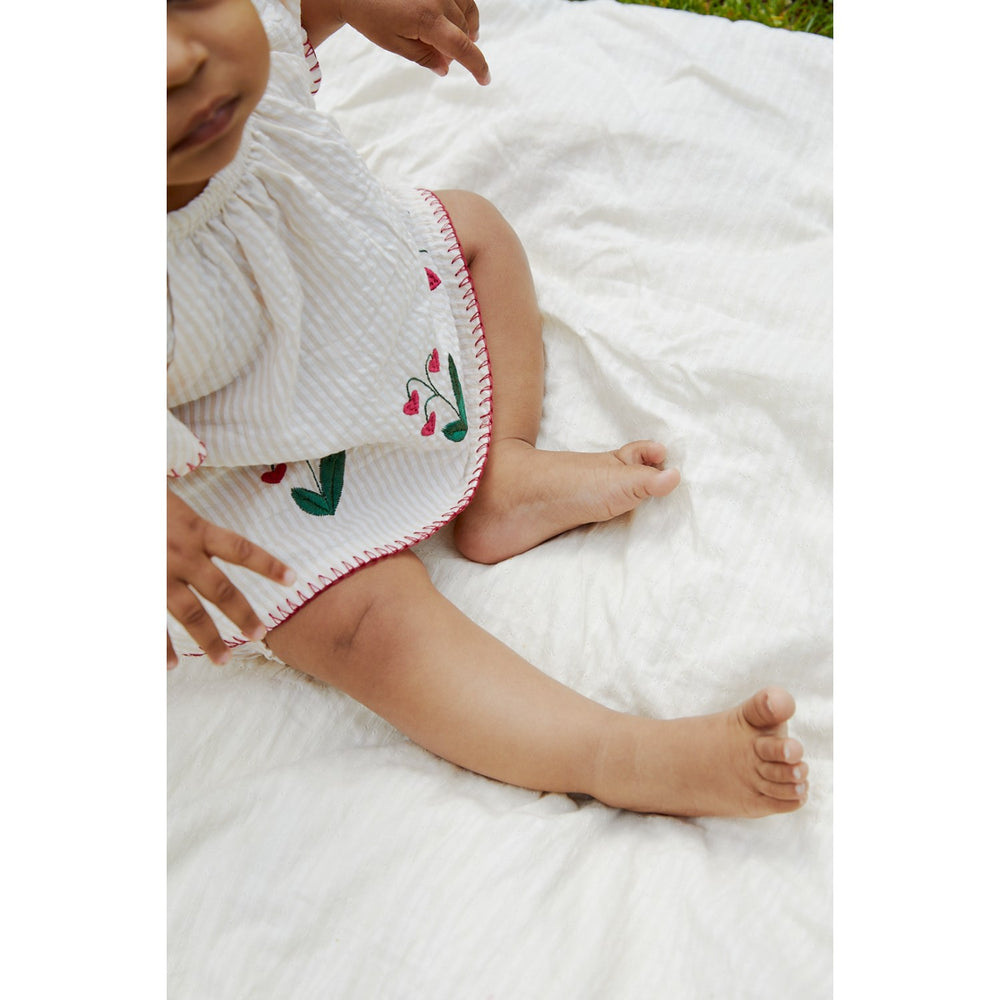 Køb COPENHAGEN COLORS Dusty Rose W Cream Stripe W. Berry Seersucker Baby Sæt W. Embroidery