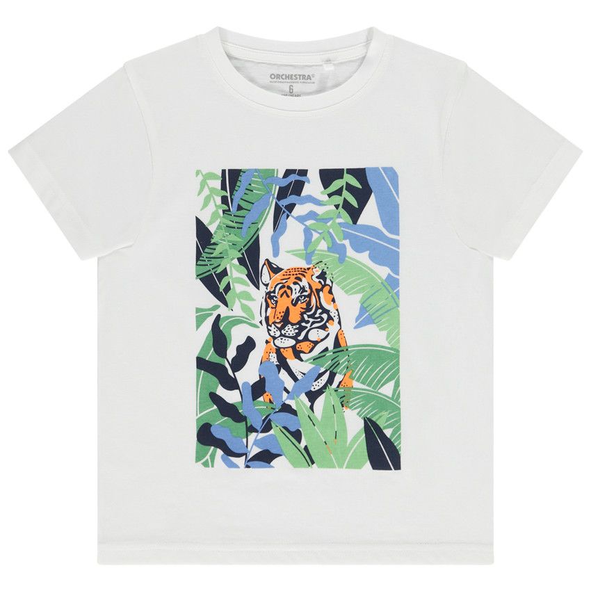 T-shirt manches courtes print fantaisie pour garçon - Blanc