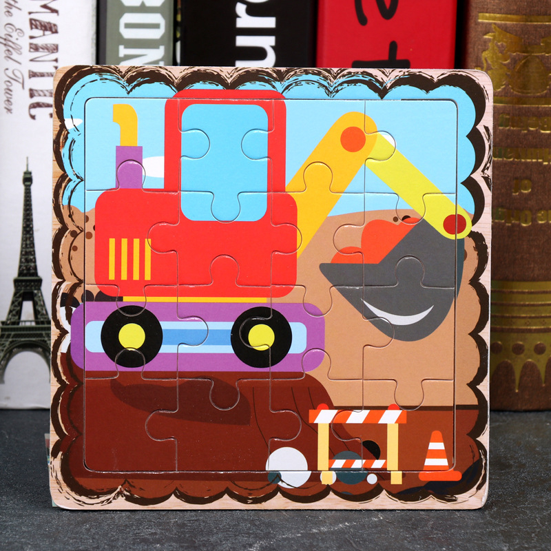 (3er Set) 15x15cm Holz Kinder Puzzle Spiel - Autos