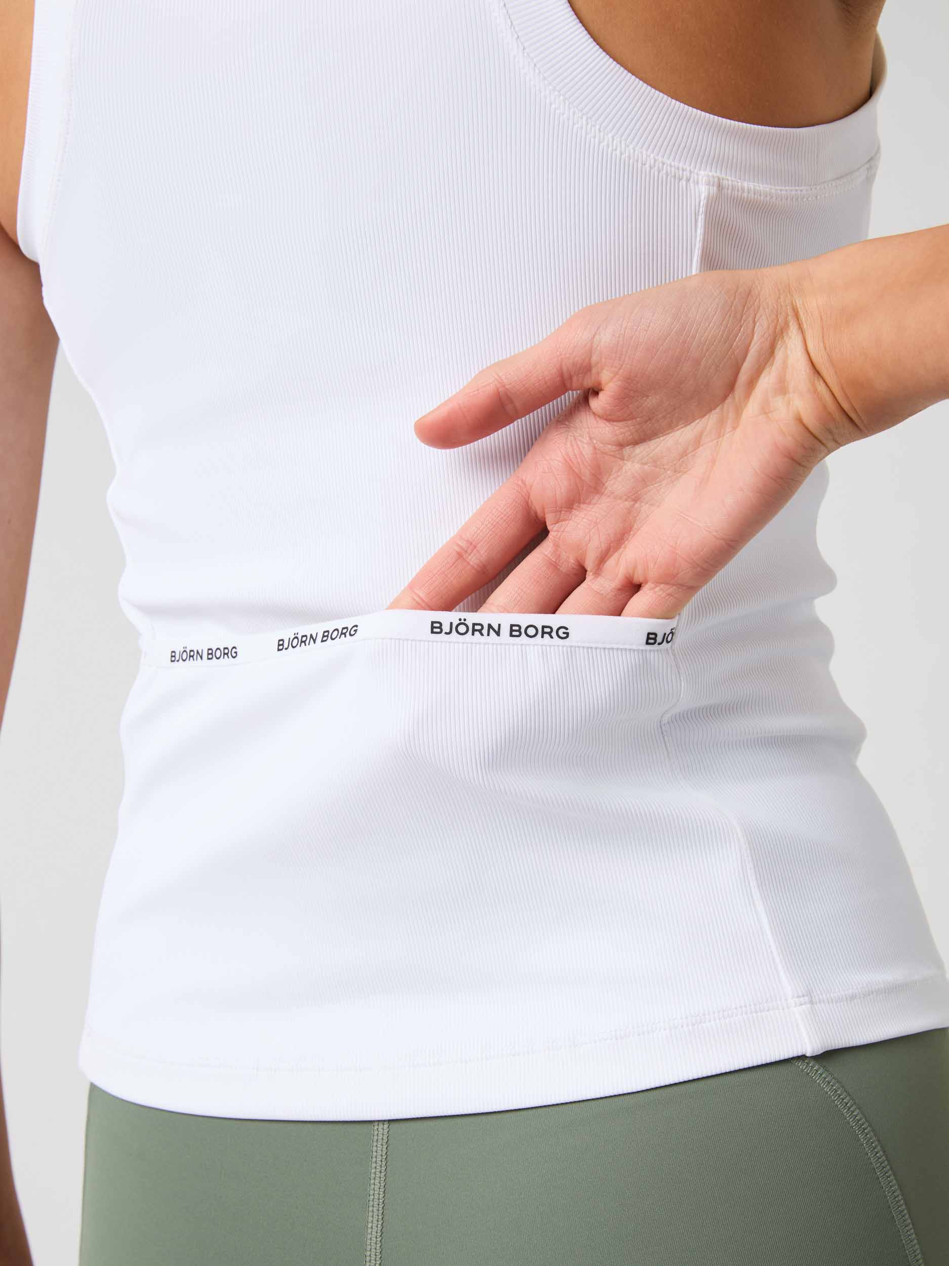Ace Pocket Ribbed Tank Top Dame WE001/Brilliant White