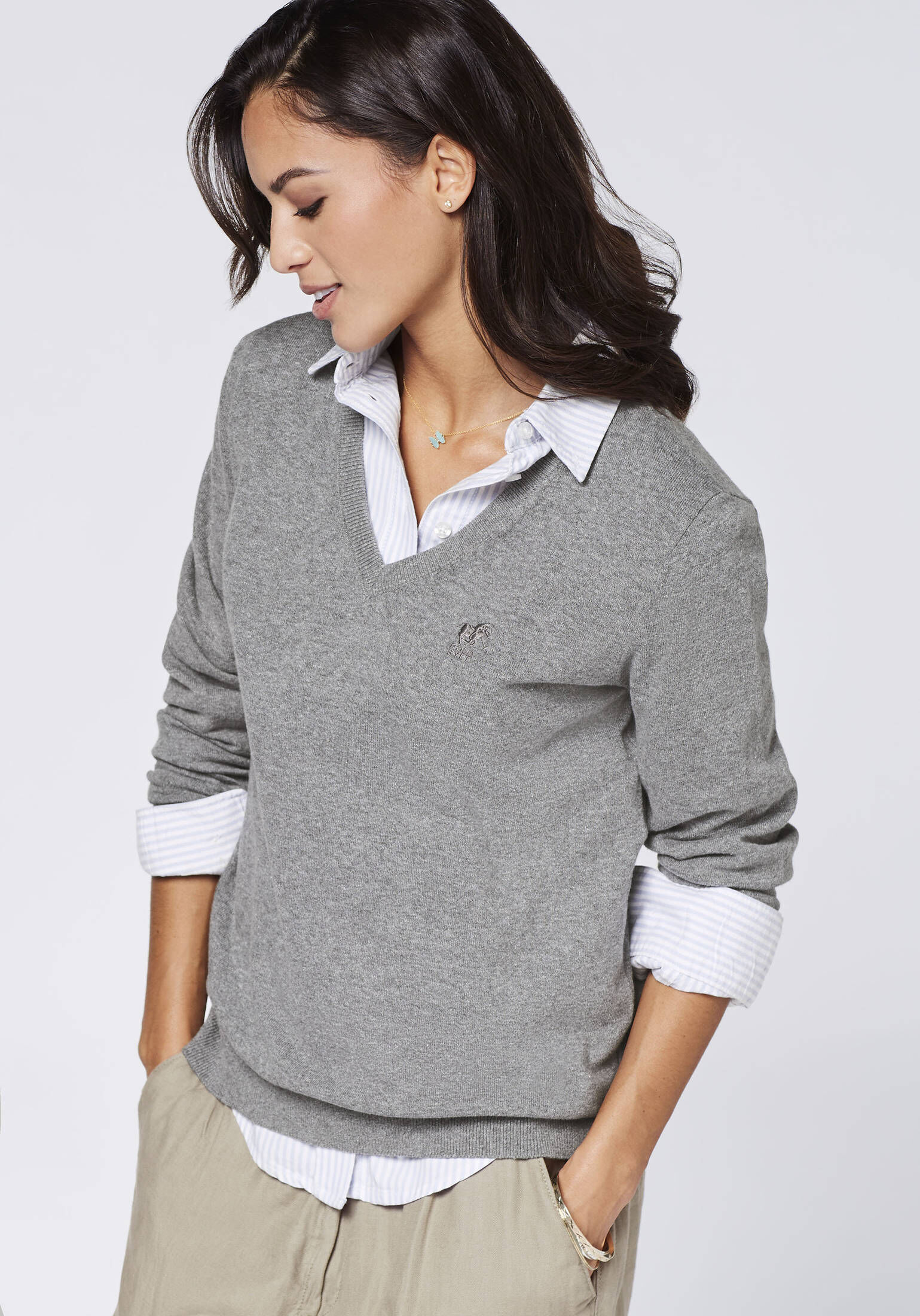Polo Sylt| Damen Pullover mit Streifen und Logo-Stickerei