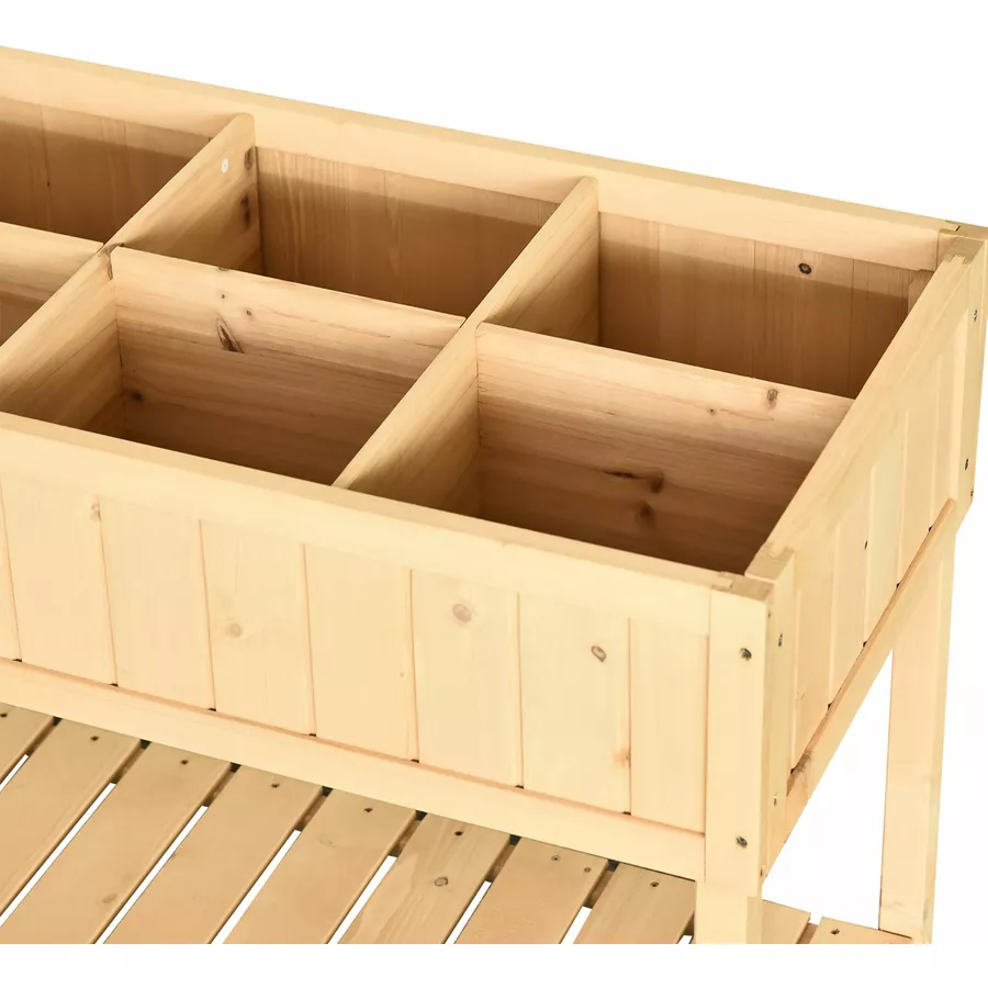 Outsunny Pflanztisch mit 8 Fächer natur
