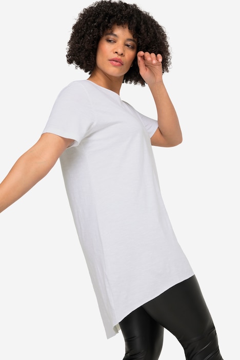 Longshirt, Rundhals, Halbarm, gerundeter Saum