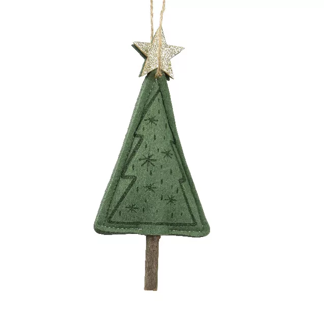 Sapin de Noël à suspendre (H14 cm) Étoile brillante Vert romarin