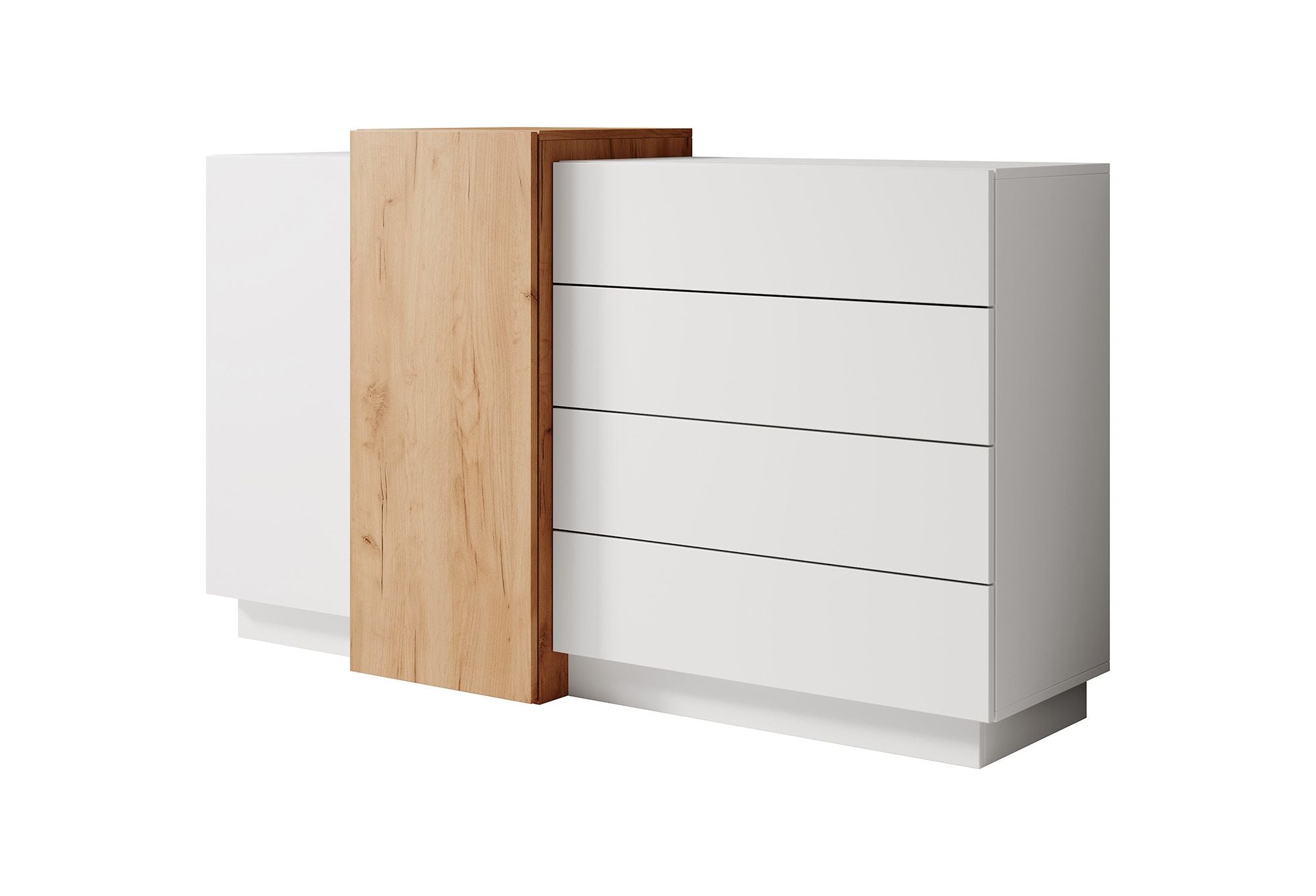 Three - Dressoir - Wit/eiken - 160x46x93 cm