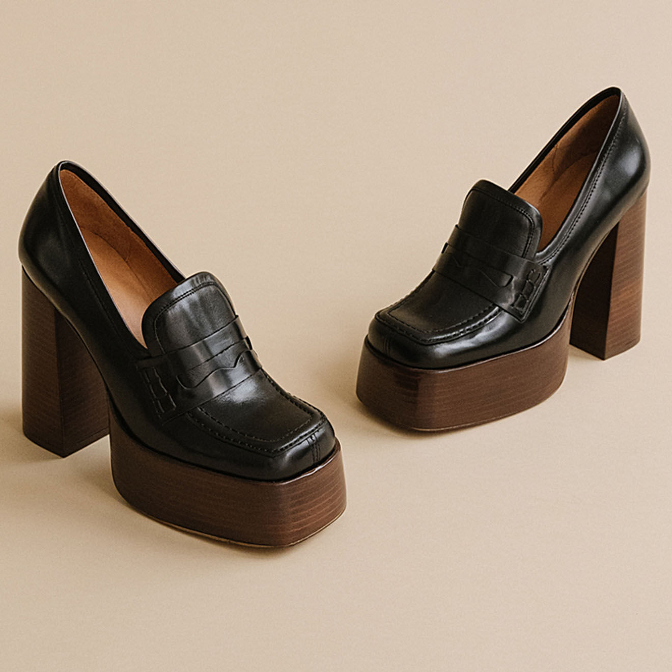 Jonak Mocassins en Cuir Backy noirs - Talon 11.5 cm