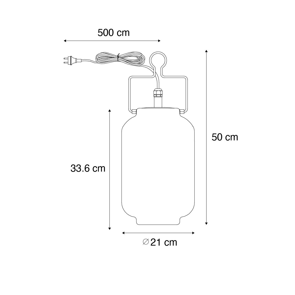 Buiten hanglamp wit 20 cm met rode stekker IP44 - Pion