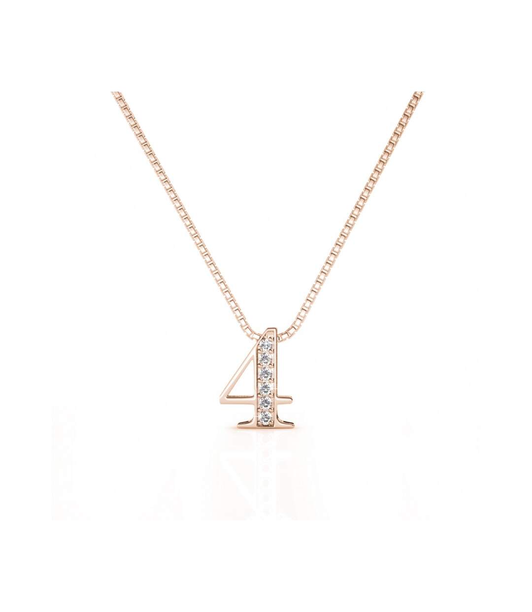 Pendentifs Number 4 - Or Rosé et Cristal
