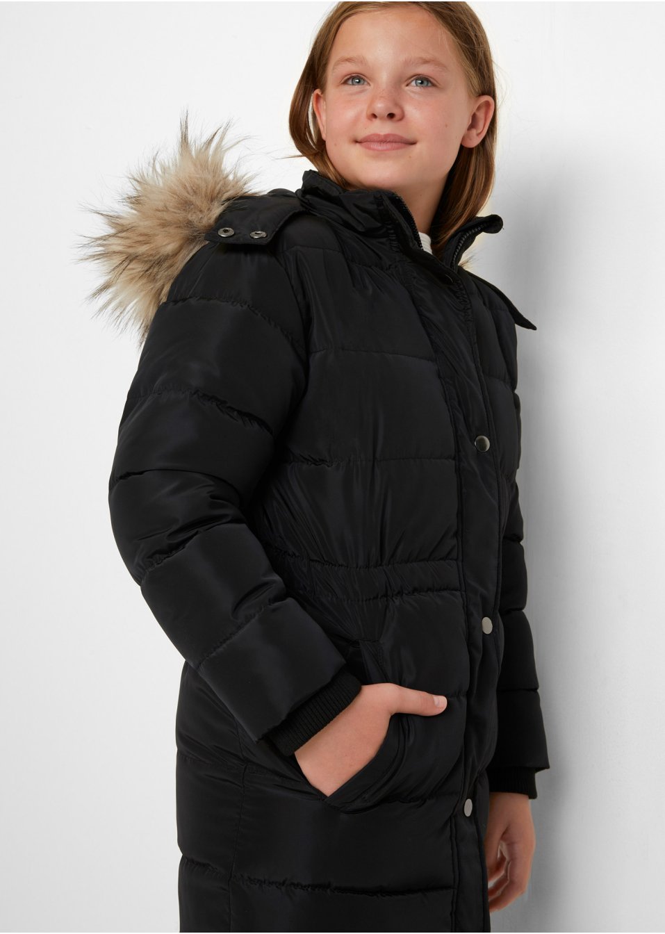 Manteau fille rembourré avec capuche amovible