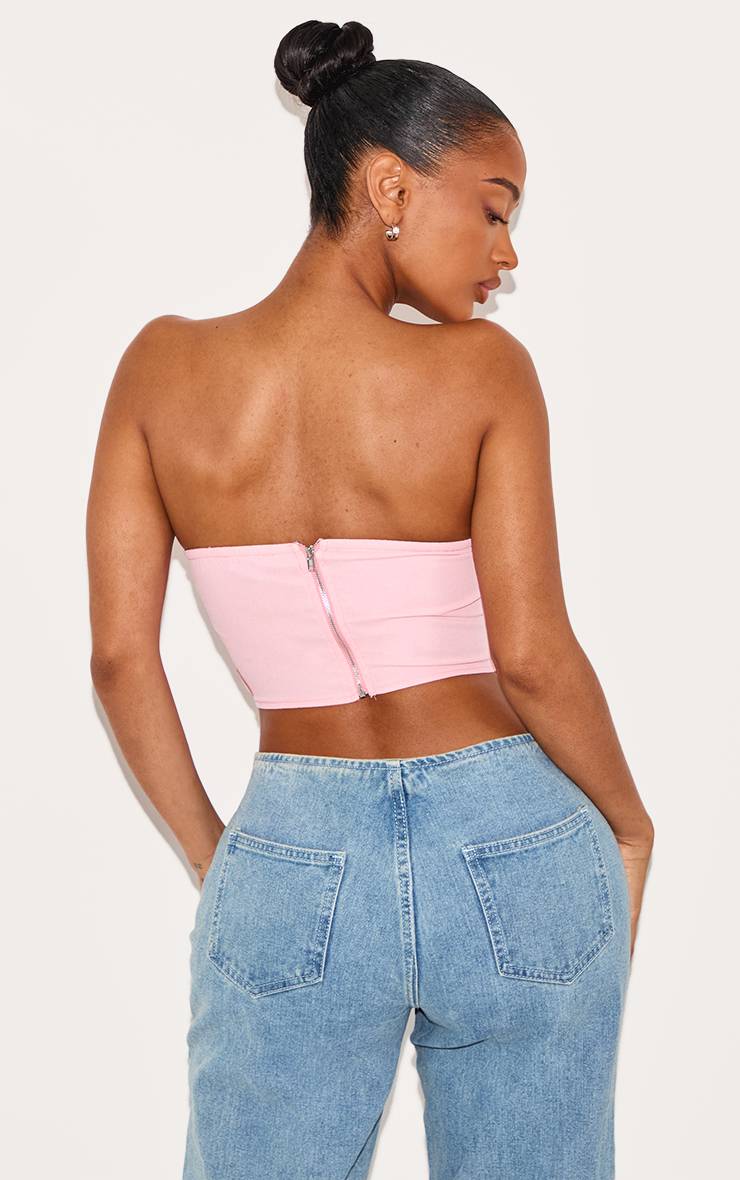 Rose Top Court Corset En Mousseline Froncée Shape