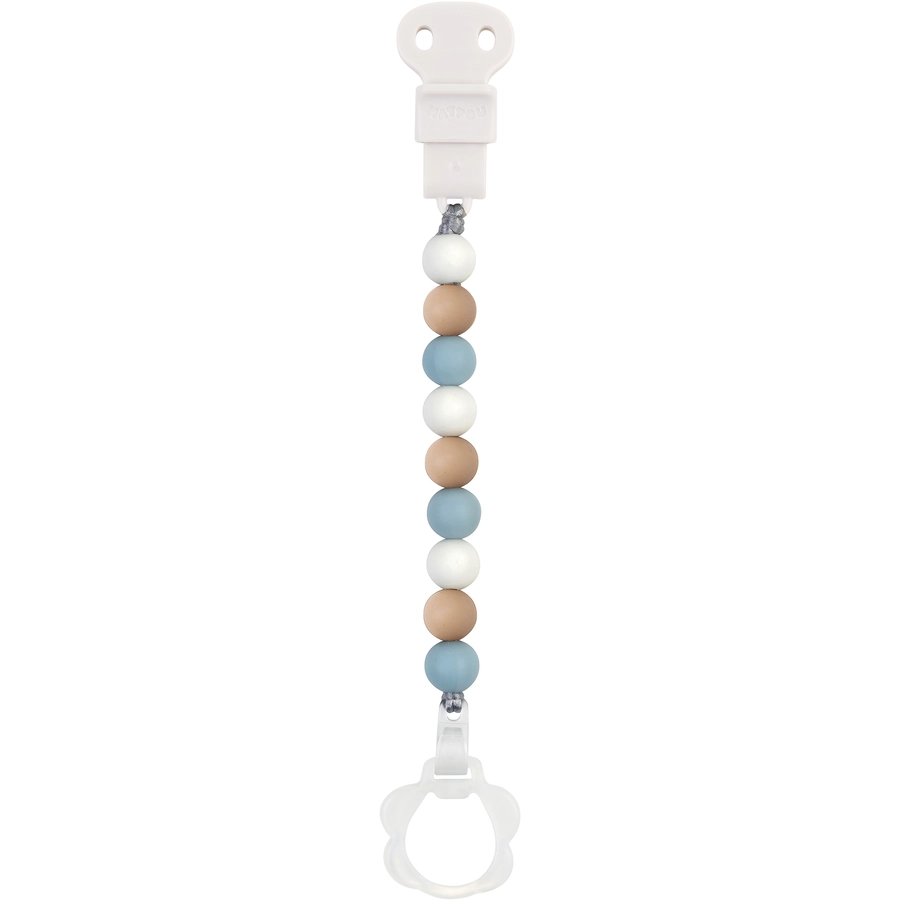 Nattou Schnullerkette blau-weiss-beige