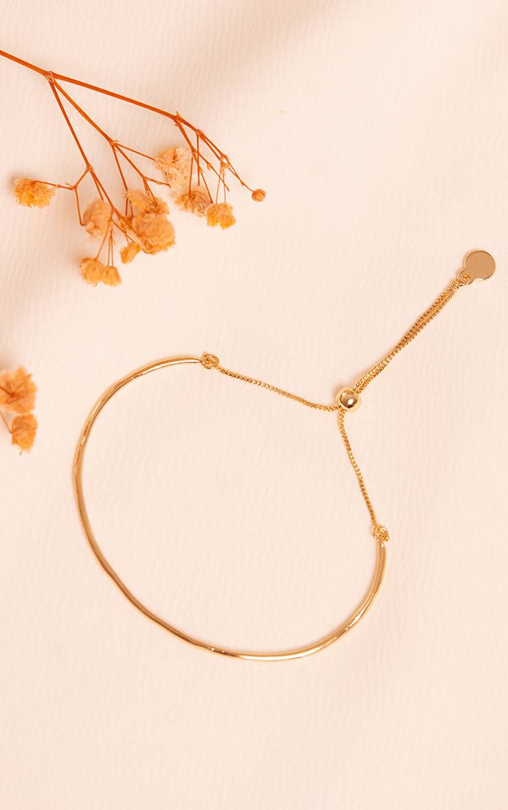 Doré Bracelet Coulissant Simple Plaqué Or Véritable