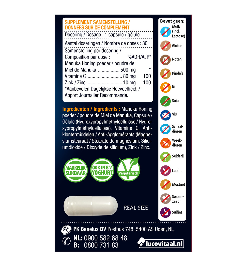 Lucovitaal Manuka Honing Zink (30 capules)