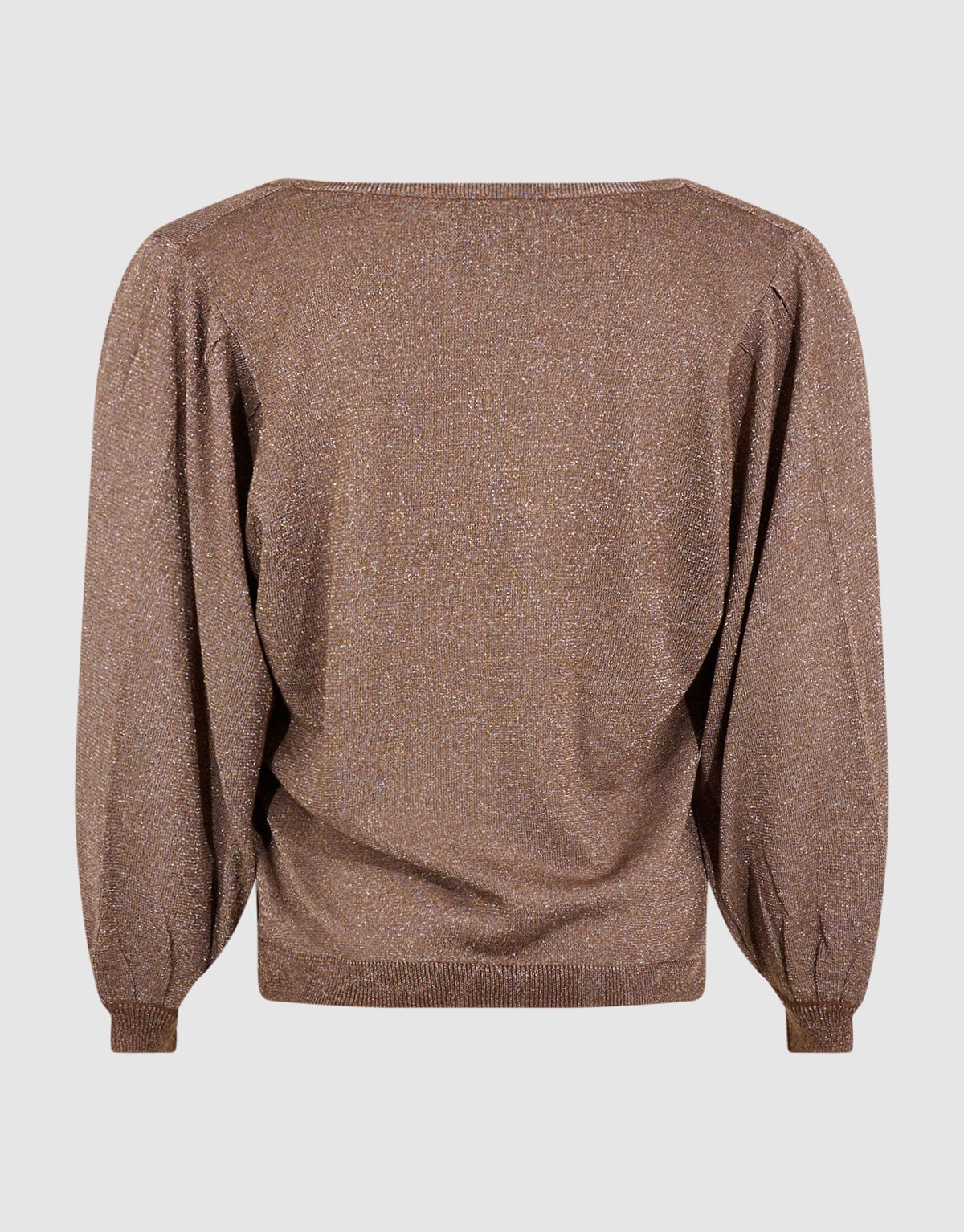 Glitter V-hals Gebreide Trui Taupe