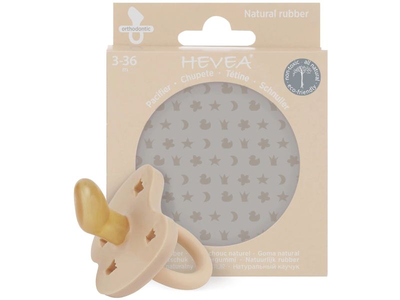 HEVEA Nuggi Orthodontic Sand 3-36 Monate Schnuller mit kieferorthopädischem Sauger