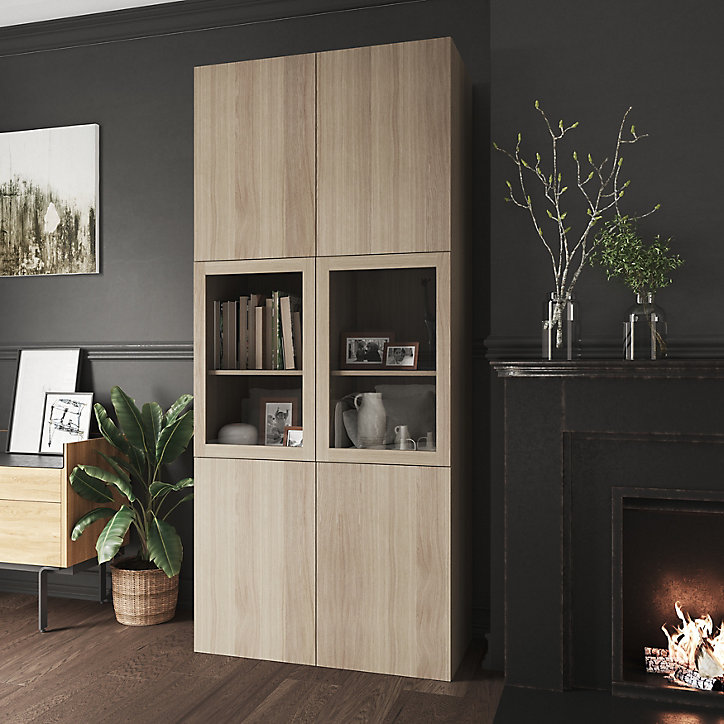 Porte battante effet chêne en verre GoodHome Atomia H 74,7 x L. 49,7 cm