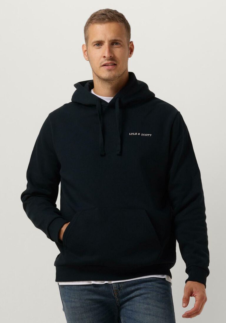 LYLE & SCOTT donkerblauwe lyle & scott sweater embroidered hoodie