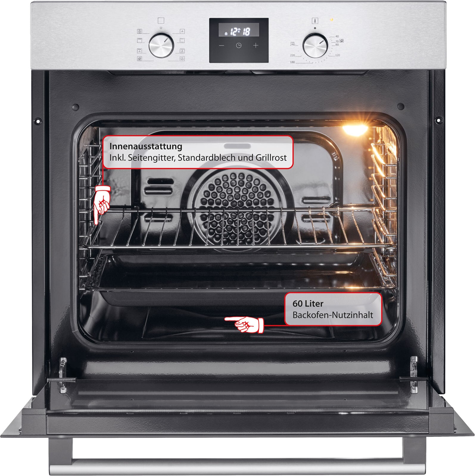 Einbaubackofen Bomann EBO 7906 IX Edelstahlfarbig