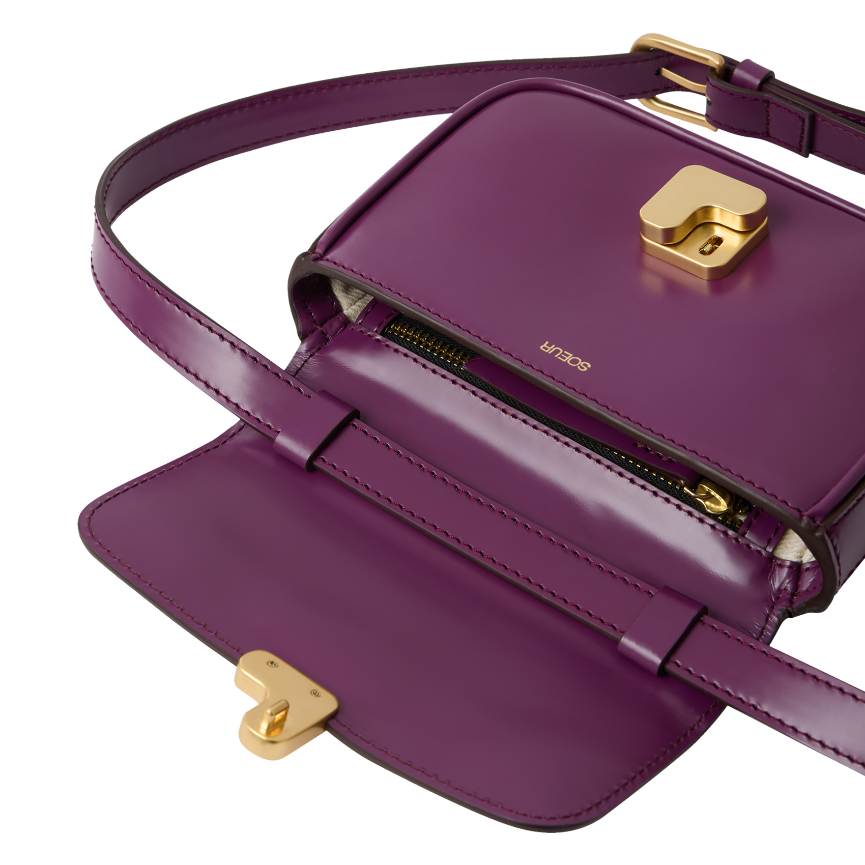 BELL VERY MINI - Sac bandoulière en cuir de vache | Violet