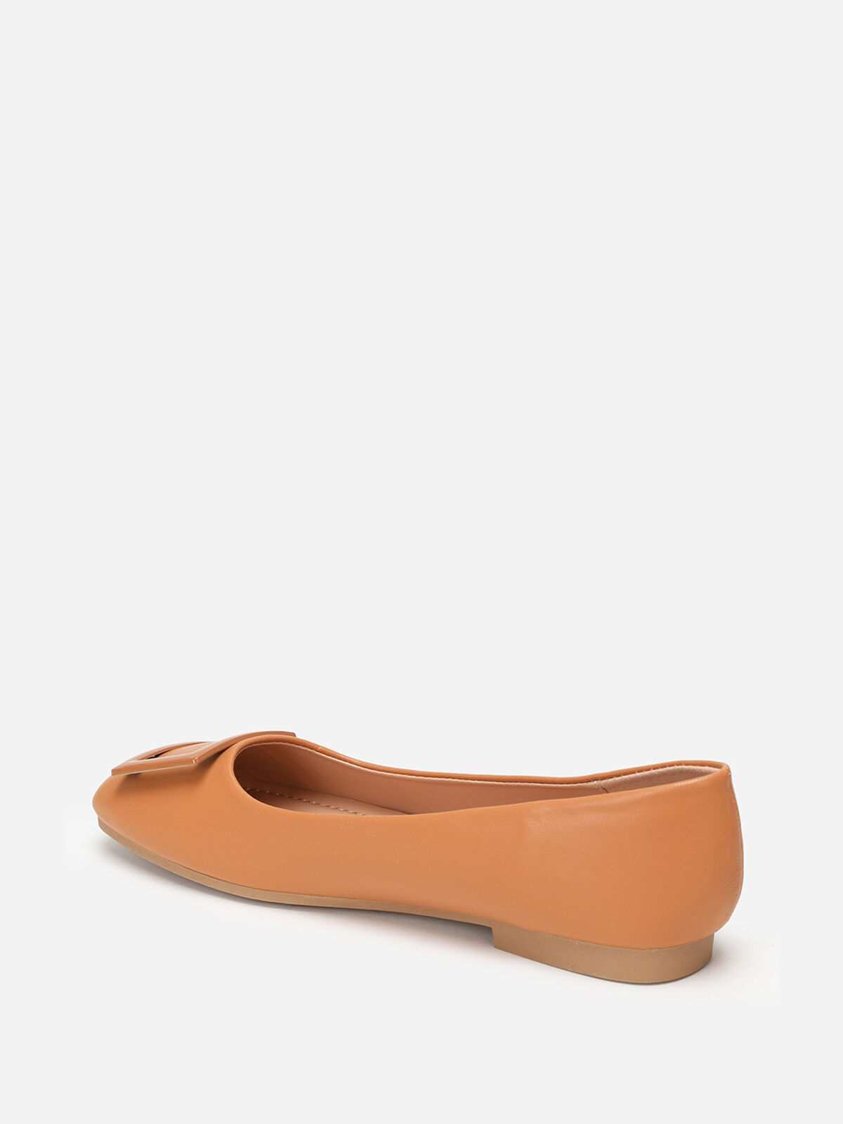 Ballerines à boucle et bout carrés- Camel