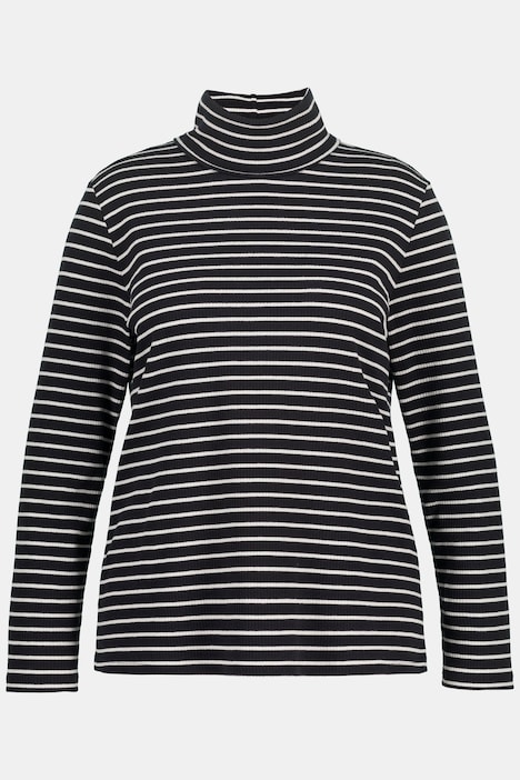 Shirt, gerippt, Slim, Rollkragen, Langarm, Biobaumwolle