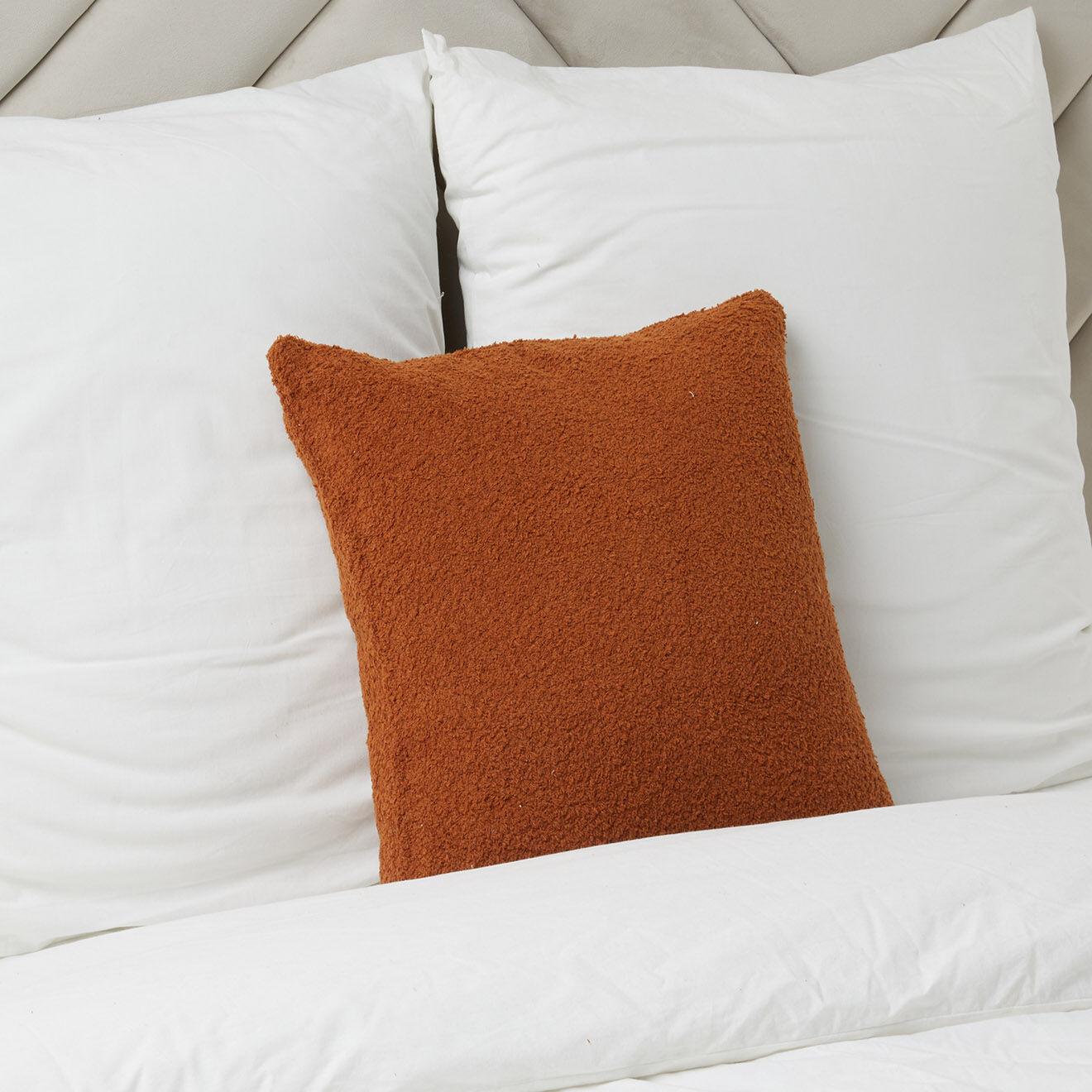 Haomy Housse de coussin bouclette Erode caramel - 45x45 cm